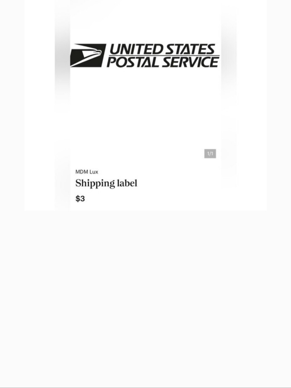 United States Postal Service Shipping Label - Black on White